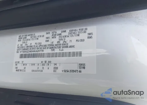 2017 Ford Transit-350 из США, поврежденный, VIN 1FTBW2ZM0HKA25778